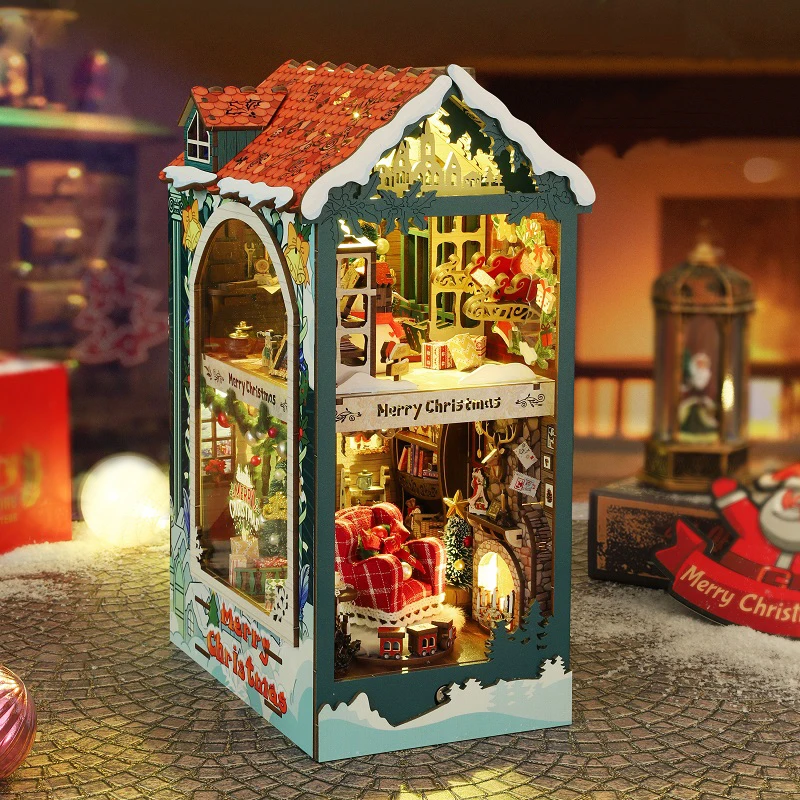 NEW DIY Wooden Merry Christmas - Diy Wooden Book Nook Kit Shelf Insert review and price