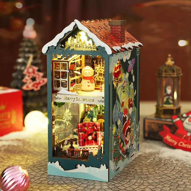 NEW DIY Wooden Merry Christmas - Diy Wooden Book Nook Kit Shelf Insert review and price