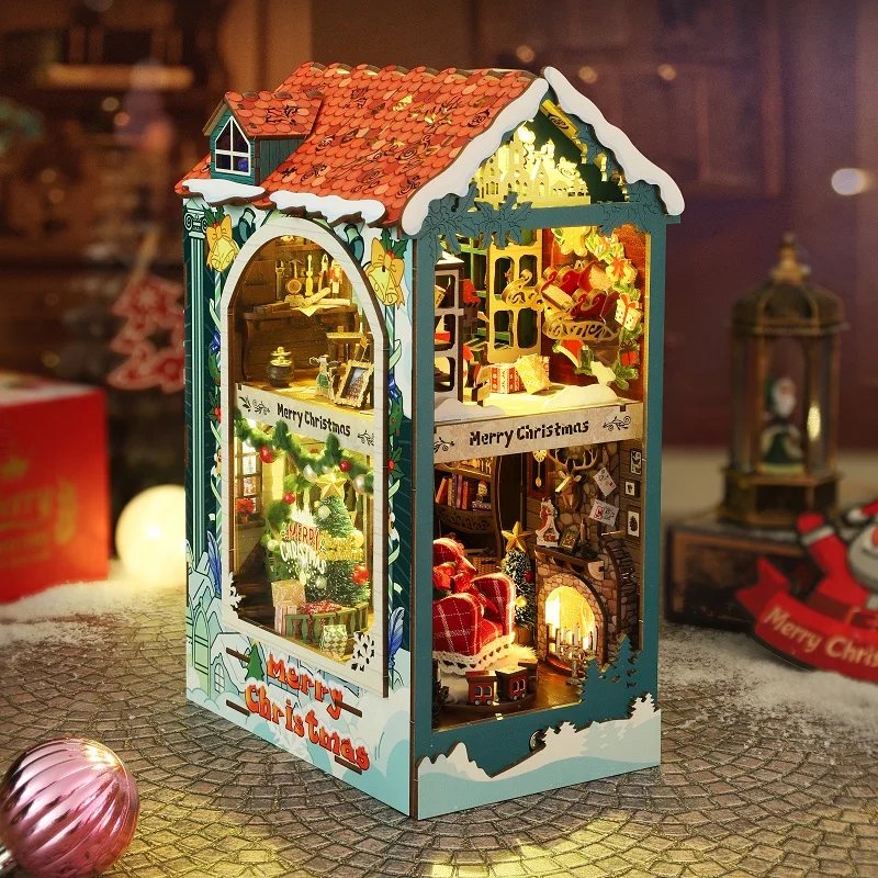 NEW DIY Wooden Merry Christmas - Diy Wooden Book Nook Kit Shelf Insert review and price