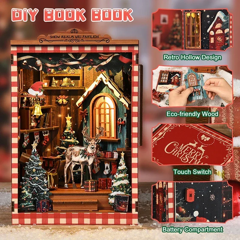 Miniature Model Kits Snow Real - Diy Wooden Book Nook Kit Shelf Insert review and price